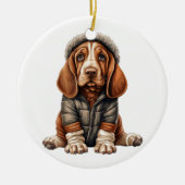 Gepersonaliseerde Basset Hound Dog Art Keramisch Ornament (Voorkant)