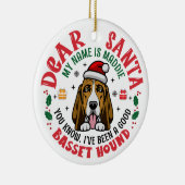 Gepersonaliseerde Basset Hound Hond Kerstboom Rond Keramisch Ornament (Rechts)