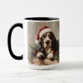 Gepersonaliseerde Basset Hound in een Santa Hat Mok (Links)