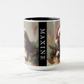 Gepersonaliseerde Basset Hound in een Santa Hat Mok (Midden)