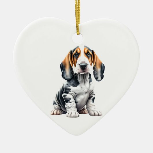 Gepersonaliseerde Basset Hound Puppy Keramisch Ornament (Voorkant)