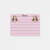 Gepersonaliseerde Basset Hound Puppy met bloemen Post-it® Notes (Voorkant)