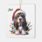 Gepersonaliseerde Bassett Hound Kerstman Keramisch Ornament (Links)