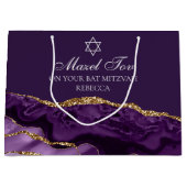 Gepersonaliseerde Bat Mitzvah Mazel Tov Paarse Gou Groot Cadeauzakje (Voorkant)