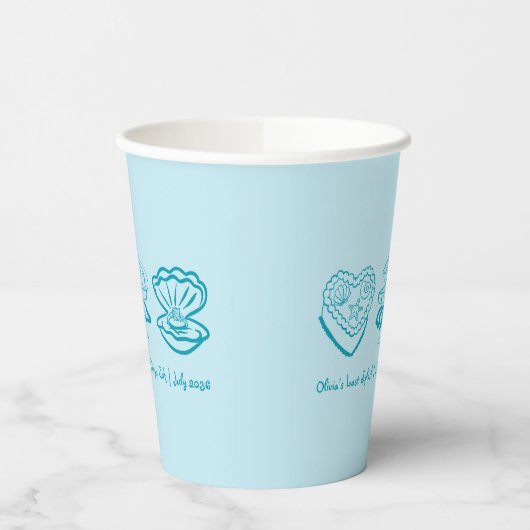 Gepersonaliseerde Beach Bachelorette Decor Cups Papieren Bekers (Links)