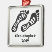 Gepersonaliseerde Beach Bum Barefoot Vakantie Metalen Ornament (Links)
