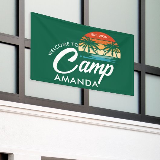 Gepersonaliseerde Beach Camp Bachelorette Party Cu Spandoek (Buitenkant Gebouw)