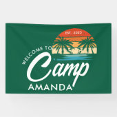 Gepersonaliseerde Beach Camp Bachelorette Party Cu Spandoek (Horizontaal)