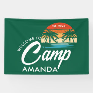 Gepersonaliseerde Beach Camp Bachelorette Party Cu Spandoek