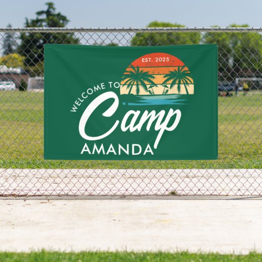 Gepersonaliseerde Beach Camp Bachelorette Party Cu Spandoek (Insitu)