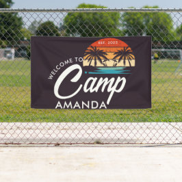 Gepersonaliseerde Beach Camp Bachelorette Party Cu Spandoek