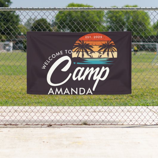 Gepersonaliseerde Beach Camp Bachelorette Party Cu Spandoek (Insitu)