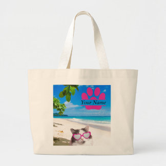 Gepersonaliseerde Beach Cat Jumbo Tas