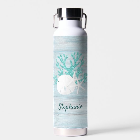 Gepersonaliseerde Beach Driftwood Starfish Zand Do Waterfles (Voorkant)