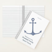 Gepersonaliseerde Beach House Guest Sign In Anchor Notitieboek (Binnen)