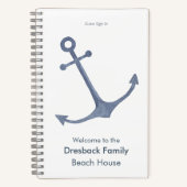 Gepersonaliseerde Beach House Guest Sign In Anchor Notitieboek (Voorkant)