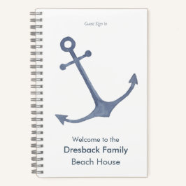 Gepersonaliseerde Beach House Guest Sign In Anchor Notitieboek