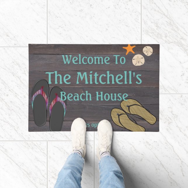 Gepersonaliseerde Beach House Welkom Deurmat (Binnen)