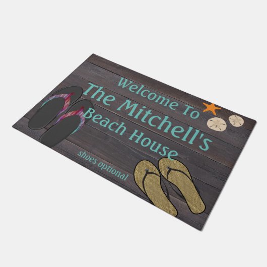 Gepersonaliseerde Beach House Welkom Deurmat (Schuin)