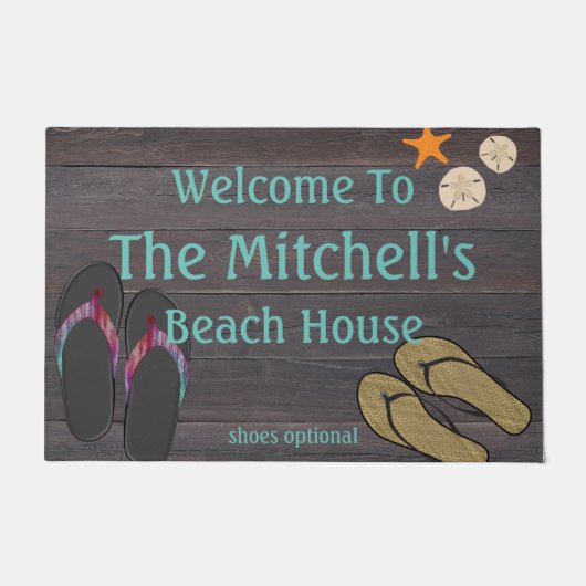 Gepersonaliseerde Beach House Welkom Deurmat (Voorkant)