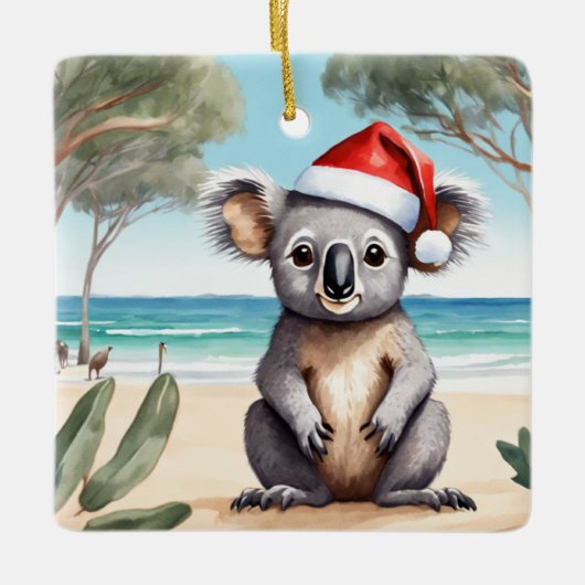 Gepersonaliseerde Beach Koala Beer Australian Chri Keramisch Ornament (Voorkant)