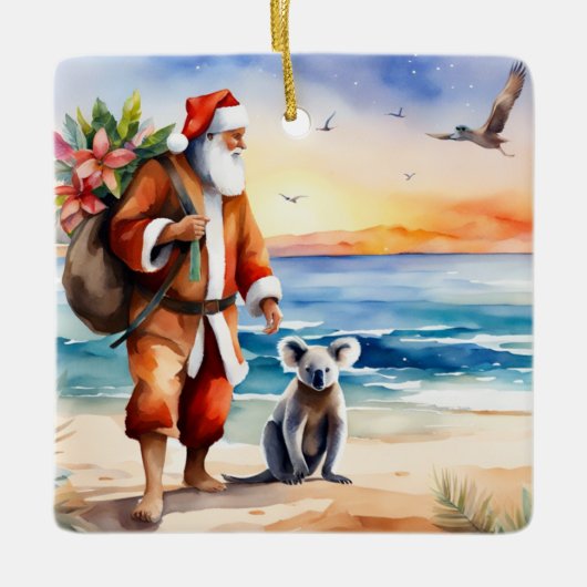 Gepersonaliseerde Beach Koala Beer Australian Chri Keramisch Ornament (Voorkant)