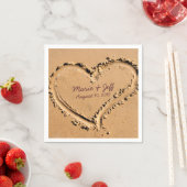 Gepersonaliseerde Beach Love Wedding Heart Servet (Insitu)