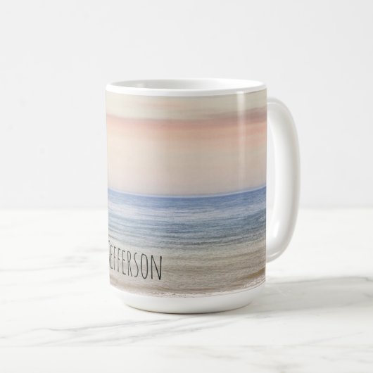 Gepersonaliseerde Beach Ocean Sunset Koffiemok (Voorkant rechts)