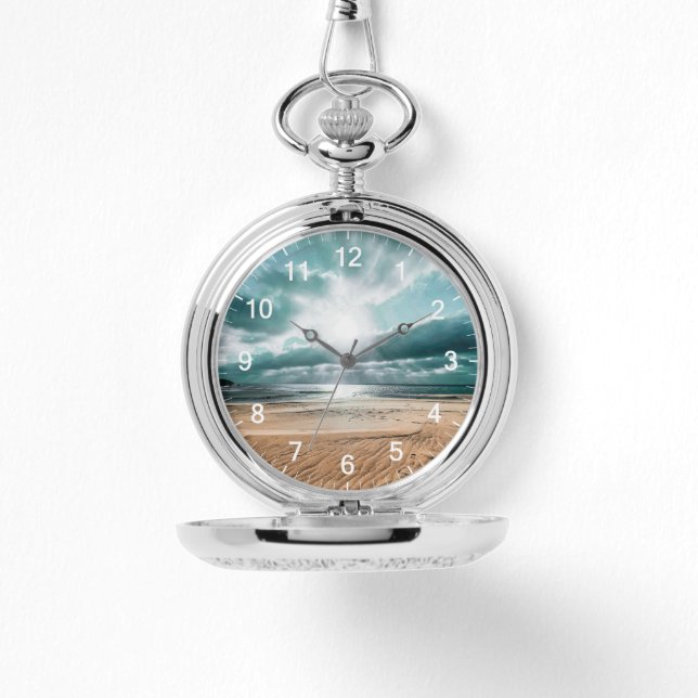 Gepersonaliseerde Beach Scene Clock Horloge (Voorkant)