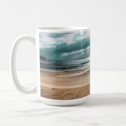 Gepersonaliseerde Beach Scene Clock Koffiemok (Links)