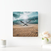 Gepersonaliseerde Beach Scene Clock Vierkante Klok (Huis)