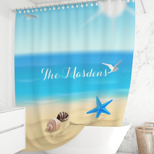 Gepersonaliseerde Beach Scene Douchegordijn