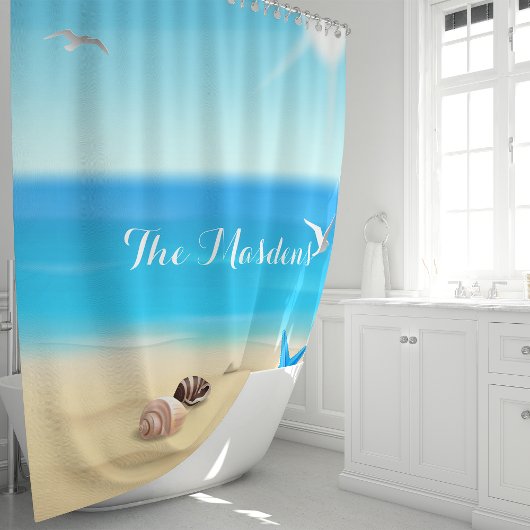 Gepersonaliseerde Beach Scene Douchegordijn