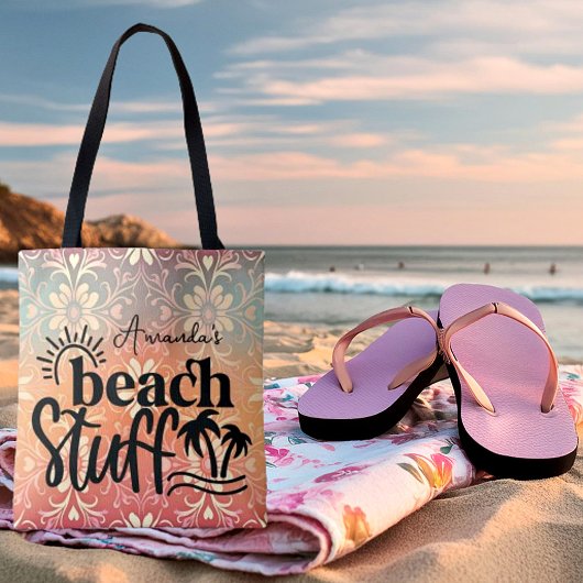 Gepersonaliseerde "Beach stuff" Tote Bag