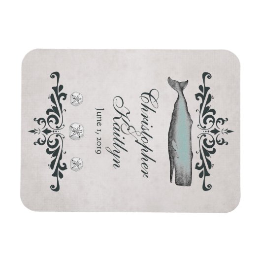 Gepersonaliseerde  Beach Whale bruiloft magneet (Horizontaal)