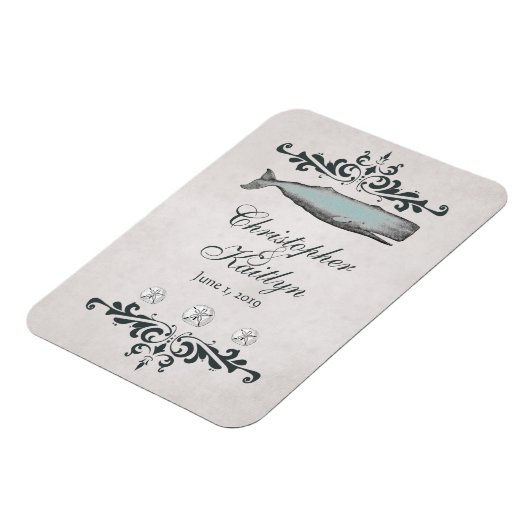 Gepersonaliseerde  Beach Whale bruiloft magneet (Linkerzijde)