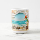 Gepersonaliseerde Beachy Cove Floral 3D look Beach Koffiemok (Center)