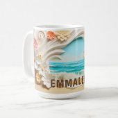 Gepersonaliseerde Beachy Cove Floral 3D look Beach Koffiemok (Voorkant links)