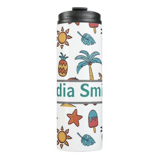 Gepersonaliseerde beachy drink tumbler thermosbeker (Voorkant)