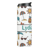 Gepersonaliseerde beachy drink tumbler thermosbeker (Gedraaid links)
