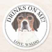 Gepersonaliseerde Beagle bruiloft Ronde Kartonnen Onderzetter (Voorkant)