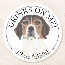 Gepersonaliseerde Beagle bruiloft Ronde Kartonnen Onderzetter