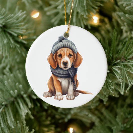 Gepersonaliseerde Beagle Dog Art Keramisch Ornament (Boom)