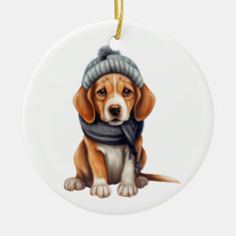 Gepersonaliseerde Beagle Dog Art Keramisch Ornament