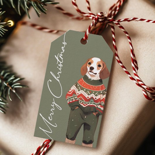 Gepersonaliseerde Beagle Dog Holiday Gift Label Cadeaulabel