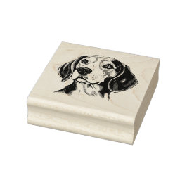 Gepersonaliseerde Beagle Dog Zwart-wit Rubberstempel