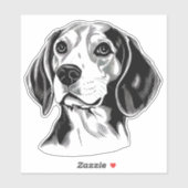 Gepersonaliseerde Beagle Dog Zwart-wit Sticker (Vel)