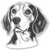 Gepersonaliseerde Beagle Dog Zwart-wit Sticker (Voorkant)