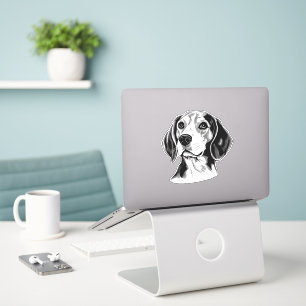 Gepersonaliseerde Beagle Dog Zwart-wit Sticker