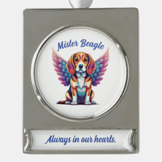 Gepersonaliseerde Beagle Memorial Acryl Dog Orname Verzilverd Banner Ornament